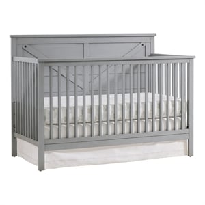Pemberly Row Modern Wood 4 In 1 Convertible Crib in Gray Finish