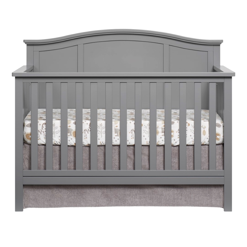 Pemberly Row Wood 4 In 1 Convertible Crib in Dove Gray Finish