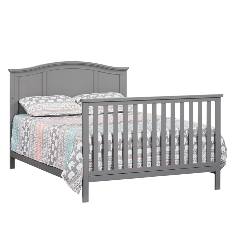 Pemberly Row Wood 4 In 1 Convertible Crib in Dove Gray Finish