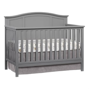 Pemberly Row Wood 4 In 1 Convertible Crib in Dove Gray Finish