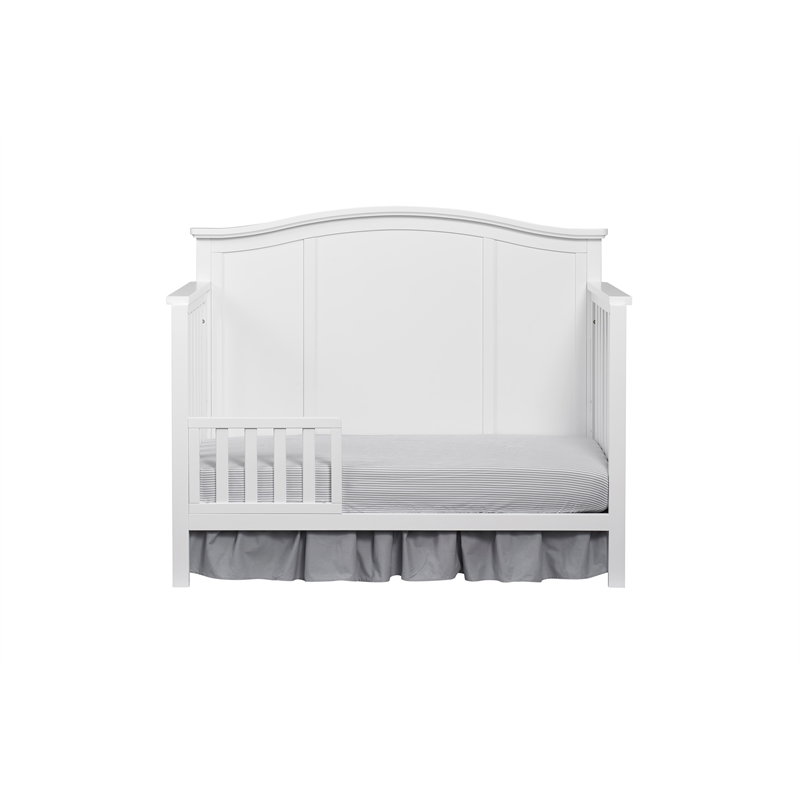 Pemberly Row Contemporary Wood Guard Rail in Snow White Finish