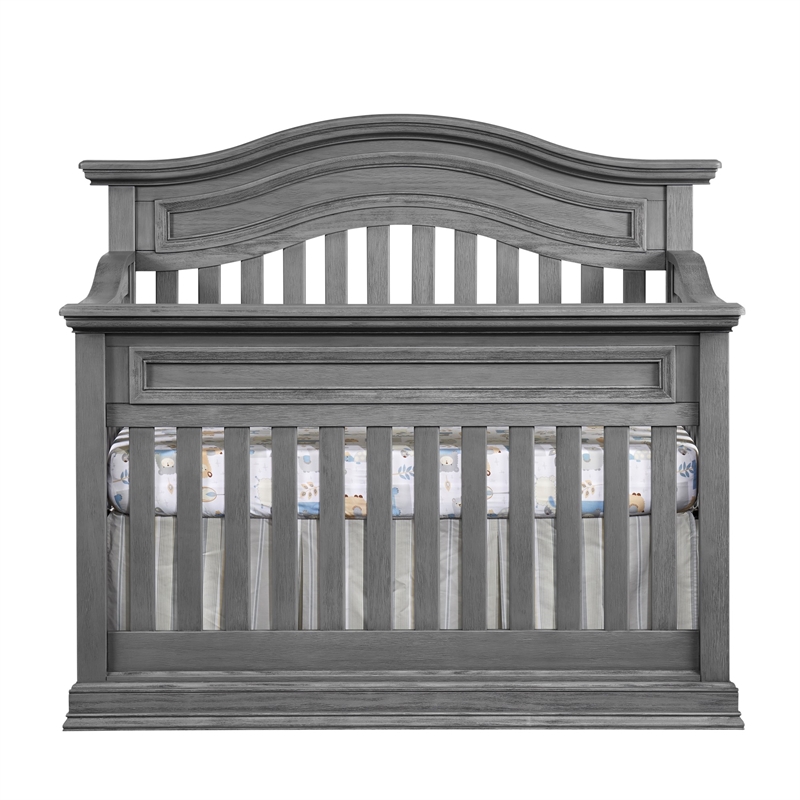 Pemberly Row Modern Wood 4 In 1 Convertible Crib in Graphite Gray