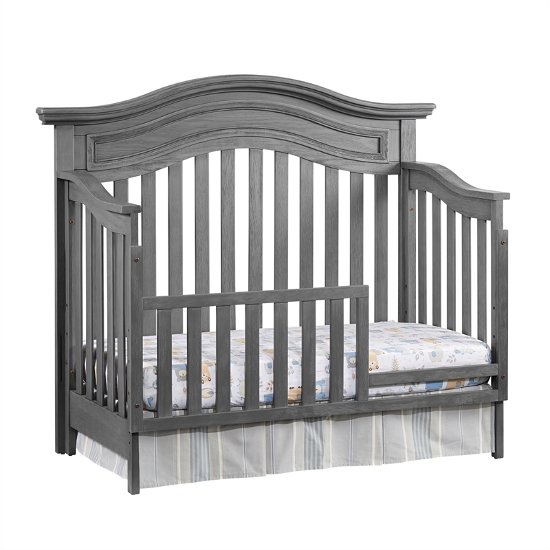 Pemberly Row Modern Wood 4 In 1 Convertible Crib in Graphite Gray