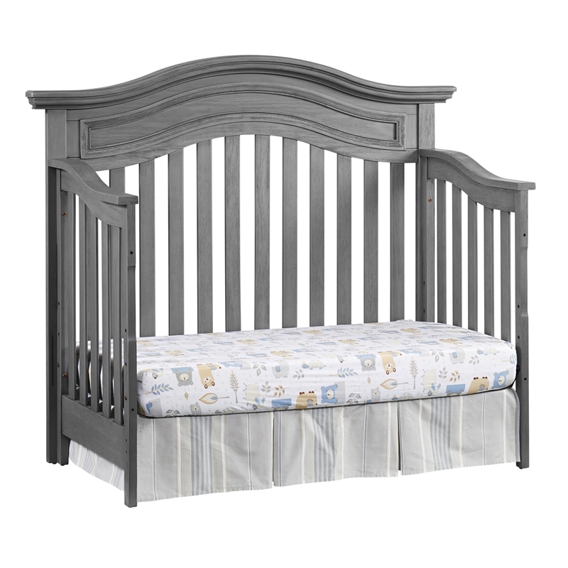 Pemberly Row Modern Wood 4 In 1 Convertible Crib in Graphite Gray