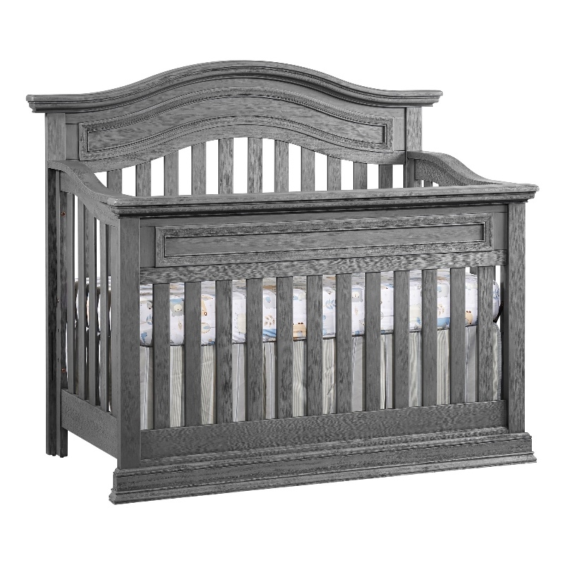Pemberly Row Modern Wood 4 In 1 Convertible Crib in Graphite Gray