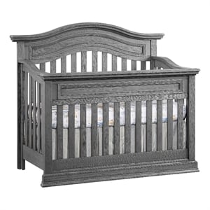 Pemberly Row Modern Wood 4 In 1 Convertible Crib in Graphite Gray