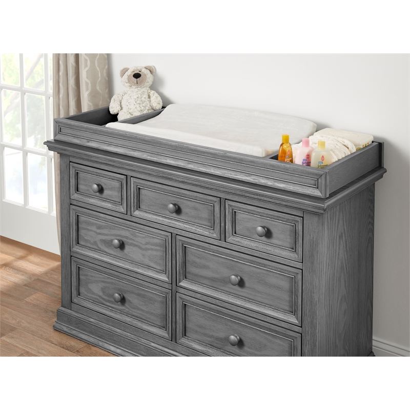 Pemberly Row Modern Wood Changing Topper in Graphite Gray Finish