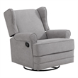 Pemberly Row Wood and Fabric Swivel Glider & Recliner in Gray
