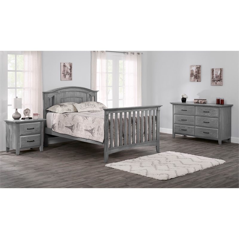 Pemberly Row Wood Full Bed Conversion Kit in Graphite Gray Finish