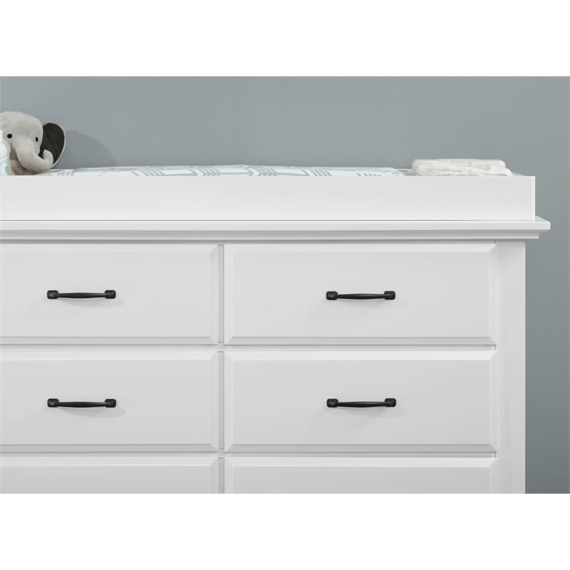 Pemberly Row Contemporary Wood Changing Topper in White Finish