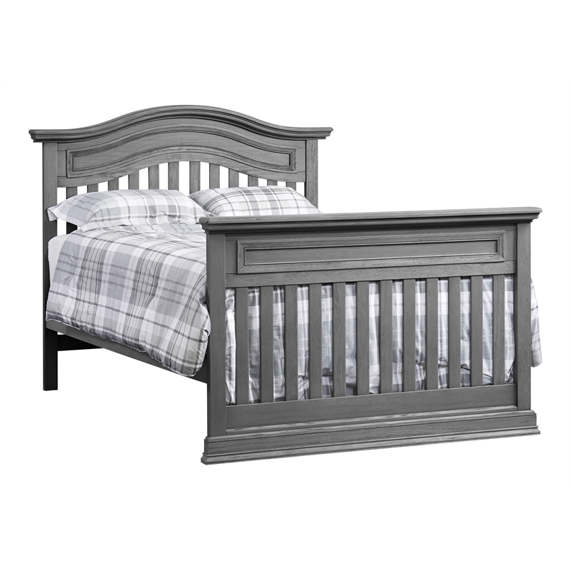 Pemberly Row Wood Full Bed Conversion Kit in Graphite Gray Finish