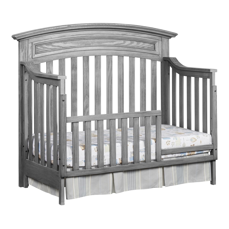 Pemberly Row Wood Toddler Guard Rail in Graphite Gray Finish