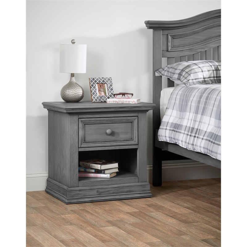 Pemberly Row Modern 1-Drawer Wood Nightstand in Graphite Gray