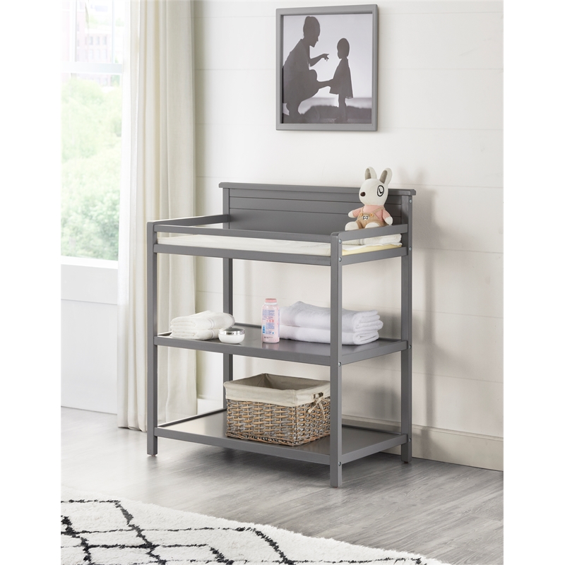 Pemberly Row Modern Wood Changing Station in Dove Gray Finish