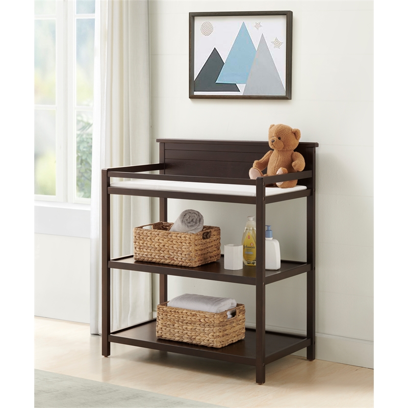 Pemberly Row Modern Wood Changing Station in Espresso Finish