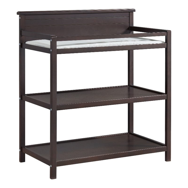 Pemberly Row Modern Wood Changing Station in Espresso Finish