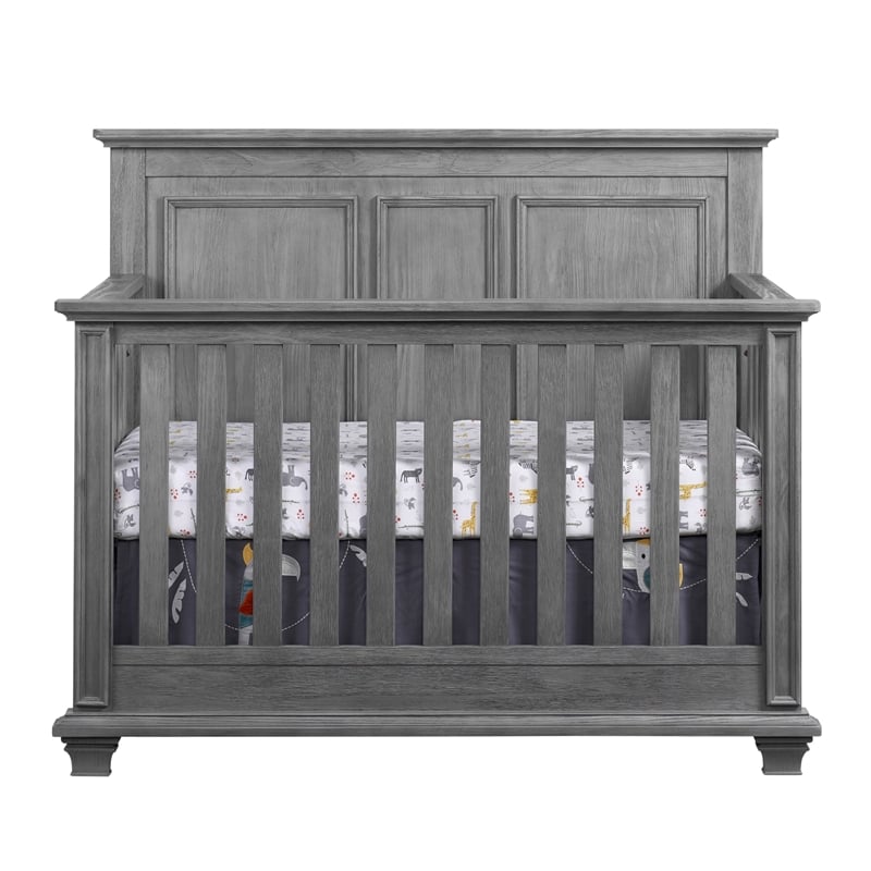 Pemberly Row Modern Wood 4 In 1 Convertible Crib in Graphite Gray