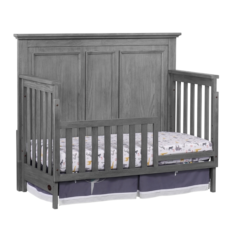 Pemberly Row Modern Wood 4 In 1 Convertible Crib in Graphite Gray