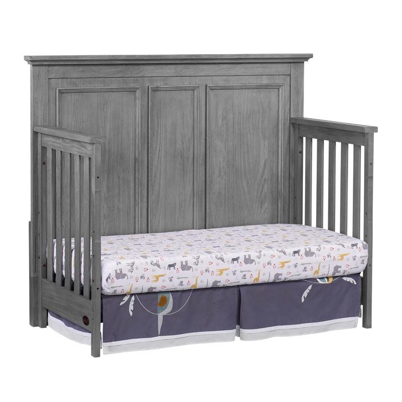 Pemberly Row Modern Wood 4 In 1 Convertible Crib in Graphite Gray