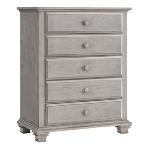 Pemberly Row Modern 5-Drawer Wood Chest in Stone Wash Gray Finish