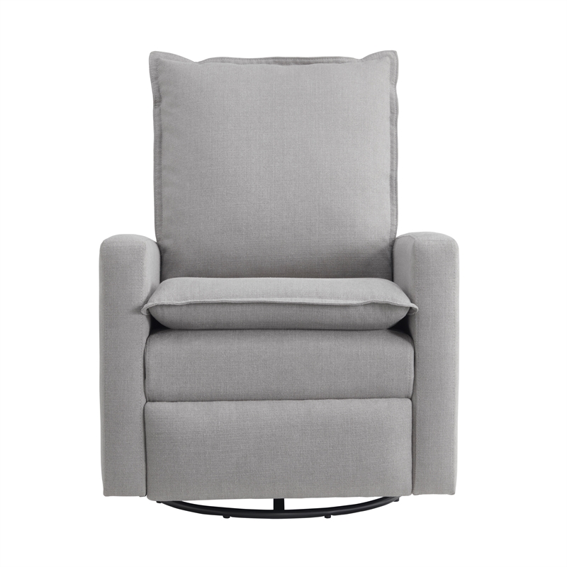Pemberly Row Wood and Fabric Swivel Glider & Recliner in Gray