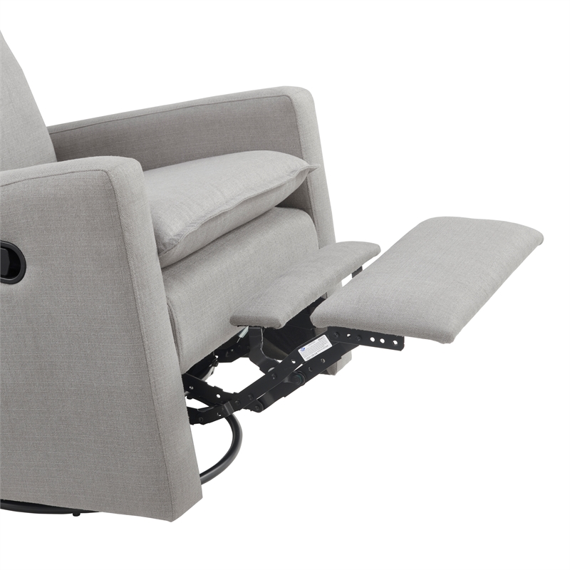 Pemberly Row Wood and Fabric Swivel Glider & Recliner in Gray