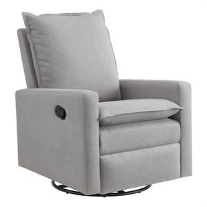 Pemberly Row Wood and Fabric Swivel Glider & Recliner in Gray