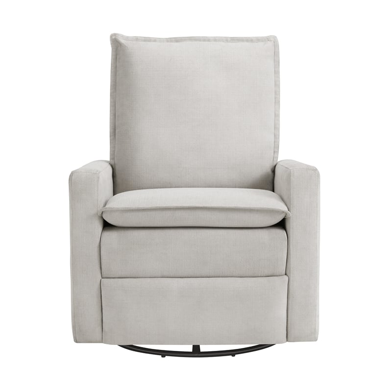 Pemberly Row Wood and Fabric Swivel Glider & Recliner in Sand Beige