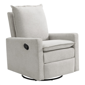 Pemberly Row Wood and Fabric Swivel Glider & Recliner in Sand Beige