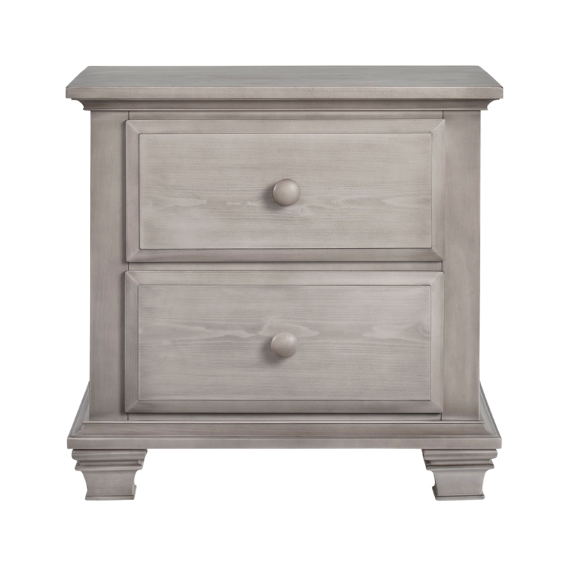 Pemberly Row Modern 2-Drawer Wood Nightstand in Stone Wash Gray