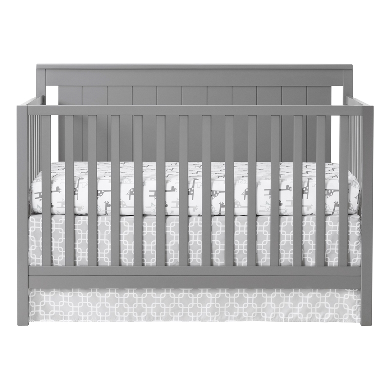Pemberly Row Wood 4 In 1 Convertible Crib in Dove Gray Finish