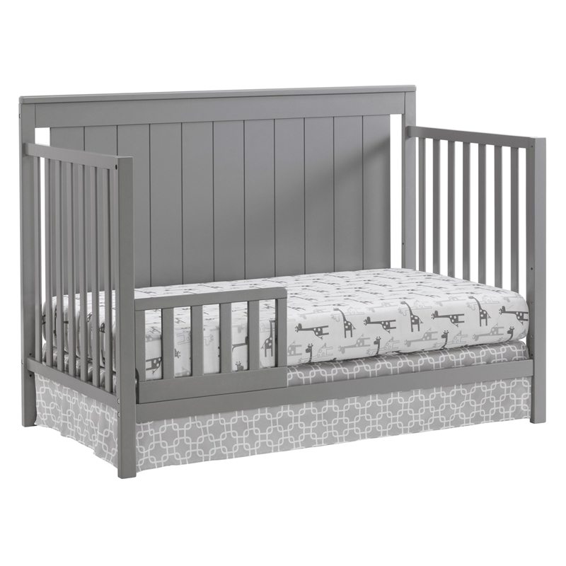 Pemberly Row Wood 4 In 1 Convertible Crib in Dove Gray Finish