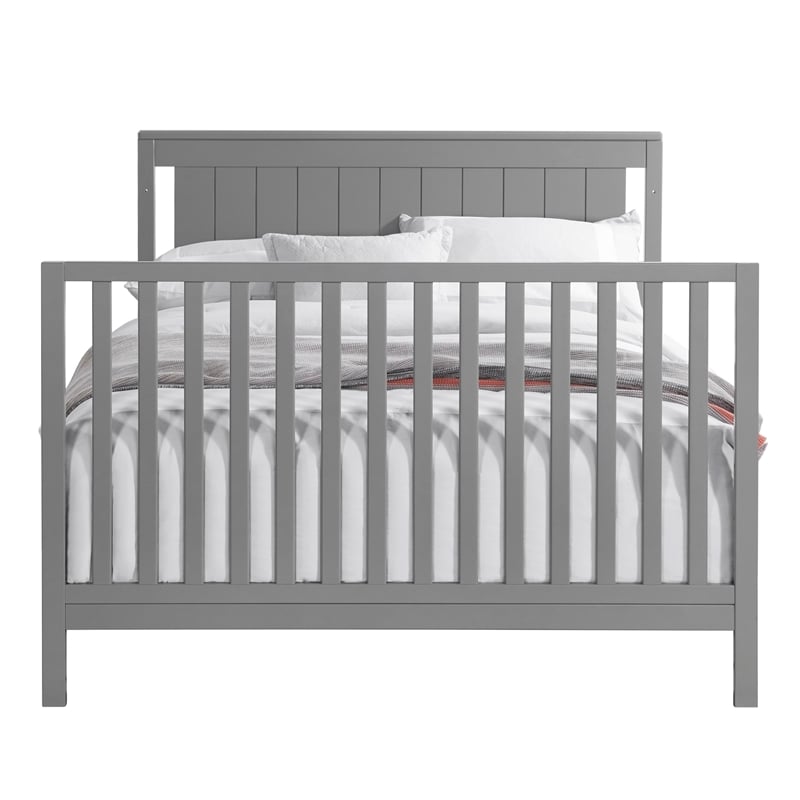 Pemberly Row Wood 4 In 1 Convertible Crib in Dove Gray Finish