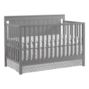 Pemberly Row Wood 4 In 1 Convertible Crib in Dove Gray Finish
