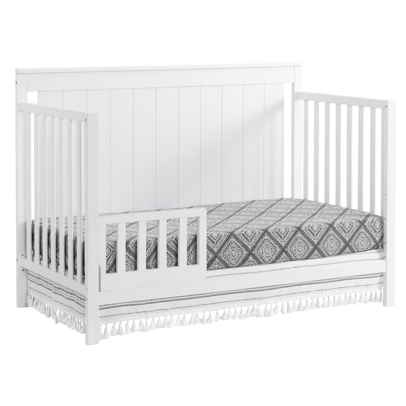 Pemberly Row Wood 4 In 1 Convertible Crib in Snow White Finish
