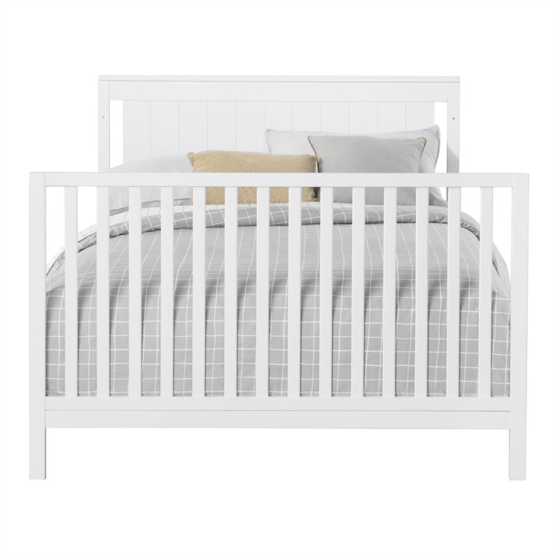 Pemberly Row Wood Full Bed Conversion Kit in Snow White Finish