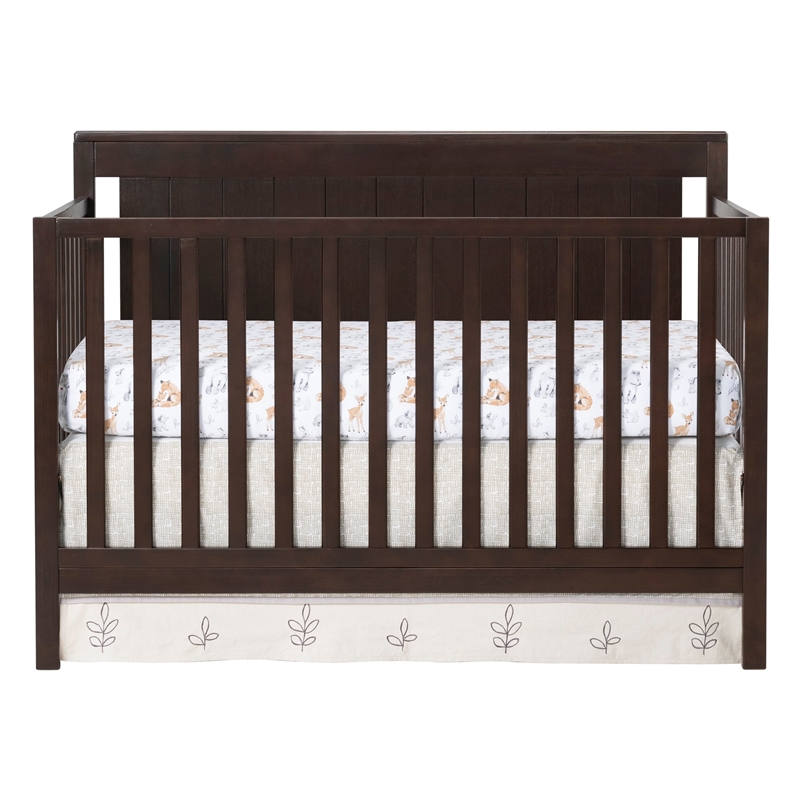 Pemberly Row Wood 4 In 1 Convertible Crib in Espresso Finish