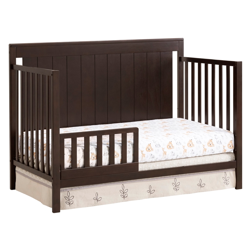 Pemberly Row Wood 4 In 1 Convertible Crib in Espresso Finish