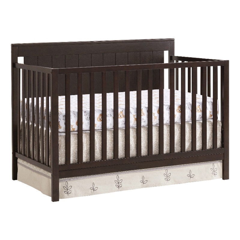Pemberly Row Wood 4 In 1 Convertible Crib in Espresso Finish