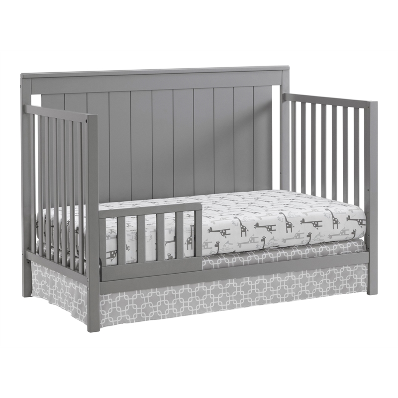 Pemberly Row Modern Wood Toddler Guard Rail in Dove Gray Finish