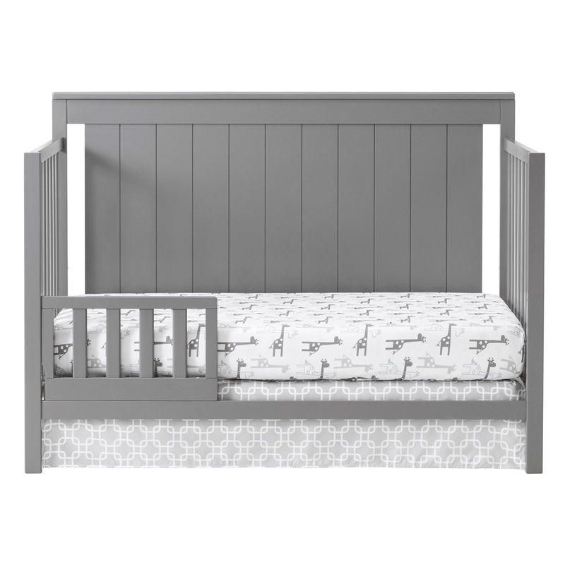 Pemberly Row Modern Wood Toddler Guard Rail in Dove Gray Finish