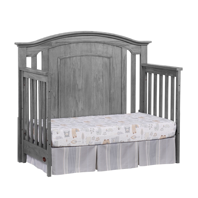 Pemberly Row Modern Wood 4 In 1 Convertible Crib in Graphite Gray