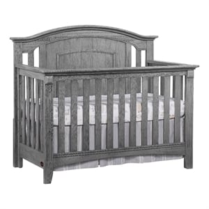 Pemberly Row Modern Wood 4 In 1 Convertible Crib in Graphite Gray