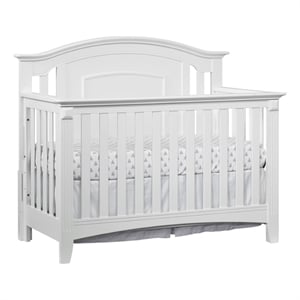 Pemberly Row Modern Wood 4 In 1 Convertible Crib in White Finish