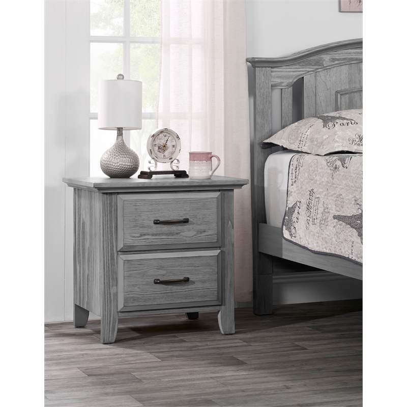 Pemberly Row Modern 2-Drawer Wood Nightstand in Graphite Gray