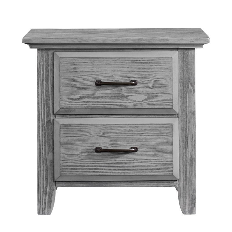 Pemberly Row Modern 2-Drawer Wood Nightstand in Graphite Gray