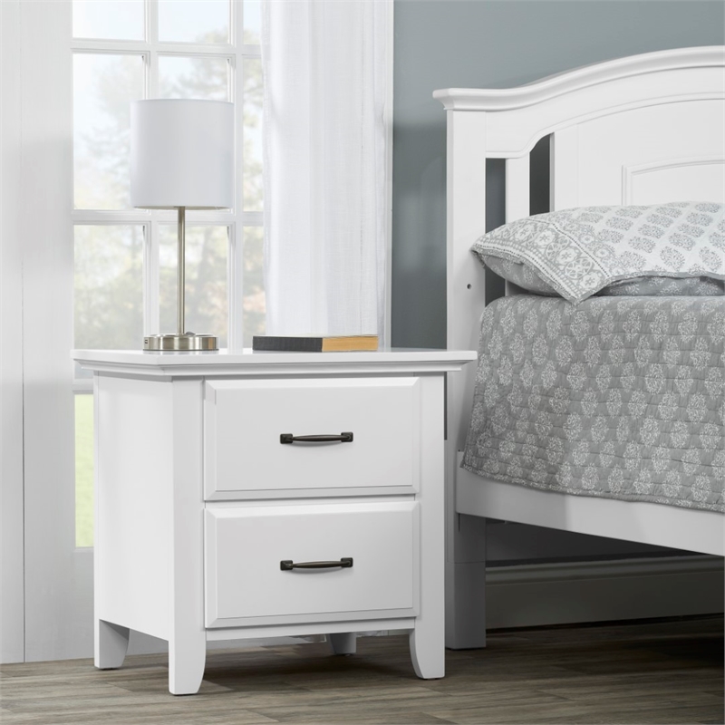Pemberly Row Modern 2-Drawer Contemporary Wood Nightstand in White