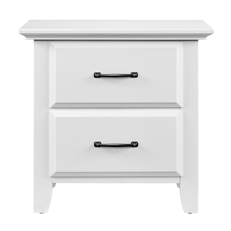 Pemberly Row Modern 2-Drawer Contemporary Wood Nightstand in White