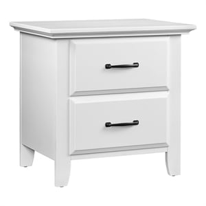 Pemberly Row Modern 2-Drawer Contemporary Wood Nightstand in White
