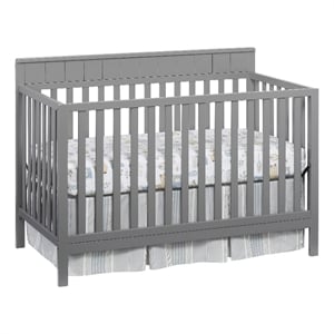 Pemberly Row Wood 4 In 1 Convertible Crib in Dove Gray Finish